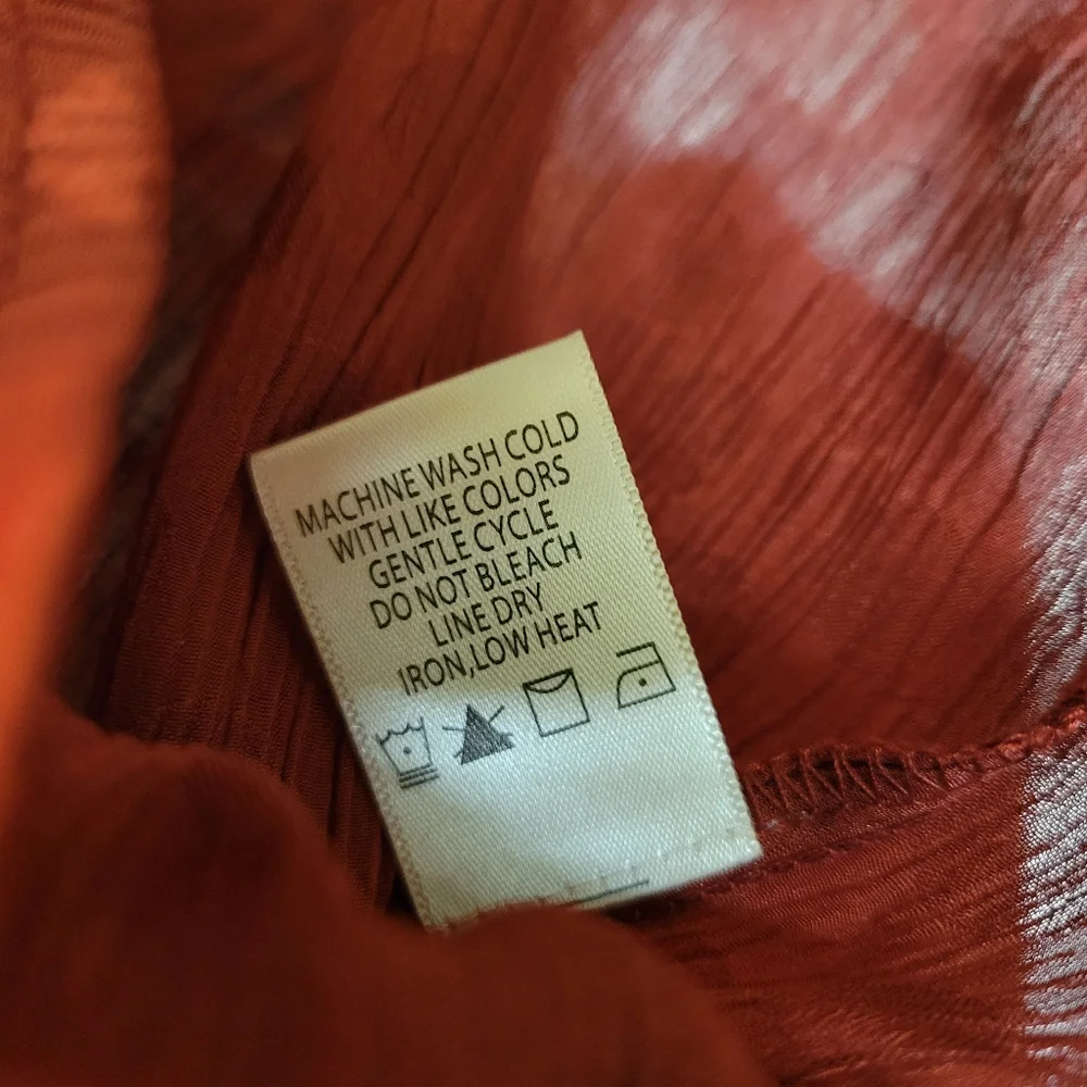 Women's Max Studio Burnt Orange Long Sleeve Flowy Blouse, Size Large - Picture 16 of 16